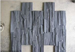 Panel de revestimiento de pared de piedra Nero Culture de <span class=keywords><strong>pizarra</strong></span> negra, revestimiento envolvente para chimenea - Product Image 2