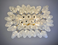 Lustre en verre de Murano avec verres en albâtre blanc