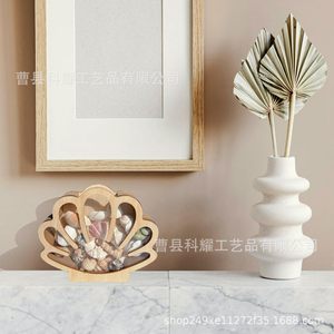 Wooden Seashell Storage <b>Box</b> <b>Heart</b> <b>Shape</b> Natural Wood Color Standing Type Decorative Display <b>Box</b> - Product Image 3