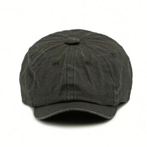 Summer British Vintage Beret <b>Hat</b> Men Washed Cotton Solid Color Newsboy <b>Hat</b> - Product Image 3