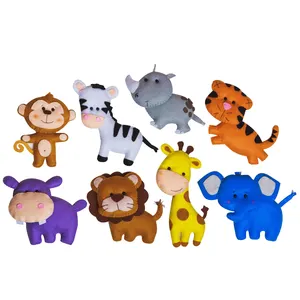 Animales de fieltro de aguja para decoración de guardería, animales de Safari, jungla, animales de peluche, rinoceronte, hipopótamo, León, Safari