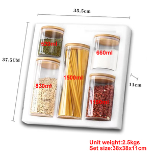 Frasco de contenedores de almacenamiento de alimentos de vidrio de borosilicato hermético de gran tamaño con tapa de bambú para almacenamiento de alimentos - Product Image 2