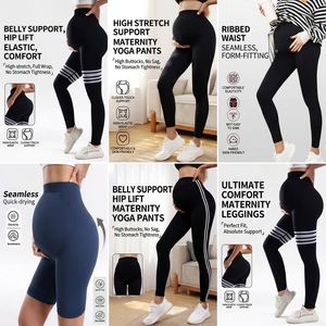 Leggings de maternité sans couture avec poches, taille haute, effet push-up, <span class=keywords><strong>pour</strong></span> la grossesse et le post-partum, vêtements de yoga - Product Image 2