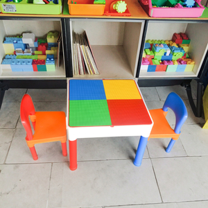 ชุดโต๊ะกิจกรรมพลาสติก<span class=keywords><strong>3</strong></span>-in-1สำหรับเด็กเล่นกลางแจ้งโต๊ะบล็อกพร้อมแผ่นฐานอิฐเหมาะกับชุดก่อสร้างทุกยี่ห้อ - Product Image 6