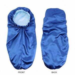 Bonnet de nuit extra doux en satin tressé avec boutons pour tresses longues, dreadlocks et cheveux bouclés - Product Image 4