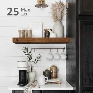 Wooden Bathroom Living Room <b>Floating</b> <b>Shelves</b> <b>Wall</b>-Mounted Farmhouse Modern Simple Design Heavy Duty Saving 15.7x6.7x1.5 Inches - Product Image 4