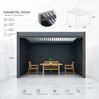 Pergola électrique en aluminium avec toit à lames rétractables, bioclimatique, imperméable, motorisée, pour jardin, patio, cour