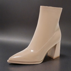 Commercio all'ingrosso della fabbrica delle donne marrone pelle a punta blocco <span class=keywords><strong>tacco</strong></span> alto <span class=keywords><strong>stivaletti</strong></span> per festa di usura quotidiana - Product Image 5