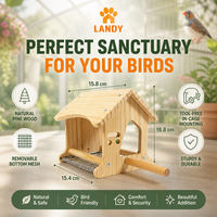 Nichoir en bois de pin naturel pour perroquets avec fond en maille lavable, maisonnette respirante en bois pour oiseaux, idéale pour l'élevage en cage