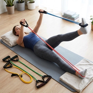 Tube de résistance en latex Boldfit, poignées en mousse haute élasticité, ancrage de porte, exercices d'étirement, entraînement à domicile, unisexe, 15 kg, fabriqué en Chine - Product Image 4