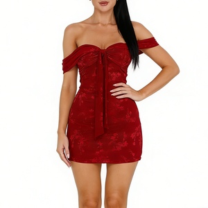 Robe mini moulante à imprimé floral et épaules dénudées pour femme - Robes de soirée sans manches tendance - Product Image 1