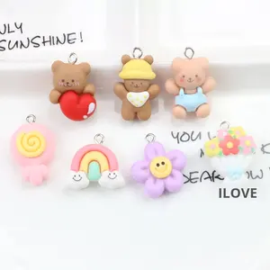 Colgante pequeño de resina creativa flor gruesa oso nube arcoíris piruleta hecho a mano DIY accesorio de joyería para Navidad - Product Image 1