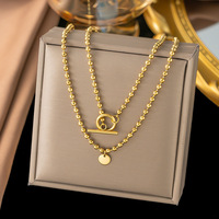 Nouveau collier en acier inoxydable plaqué or 18 carats, multi-couches, avec chaîne serpent longue, chaîne à perles, chaîne maille NK et chaîne en Y, vente en gros