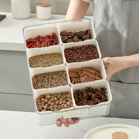 Plateau à collation et à fruits amovible à 8 compartiments, couvercles de service divisés, boîte de rangement alimentaire en plastique carrée, organisateur de déjeuner pour végétariens, bonbons
