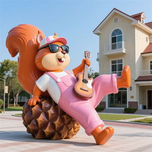 D103 <span class=keywords><strong>Sculpture</strong></span> d'écureuil guitariste cool, <span class=keywords><strong>buste</strong></span> de personnage de dessin animé personnalisé, figurine IP, statue pour extérieur, jardin, place publique, villa, centre commercial, décoration - Product Image 1