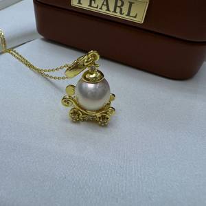 Collar con Colgante de Perla Natural de Agua Dulce de 8-9 mm con Cadena de Estilo Calabaza - Product Image 1