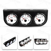 MrGauge 2'' 52mm Universal Triple Kit 3in1 Meter Mobil Voltmeter Temperatur Air Tekanan Oli dengan Sensor 1/8 NPT Triple Gauge