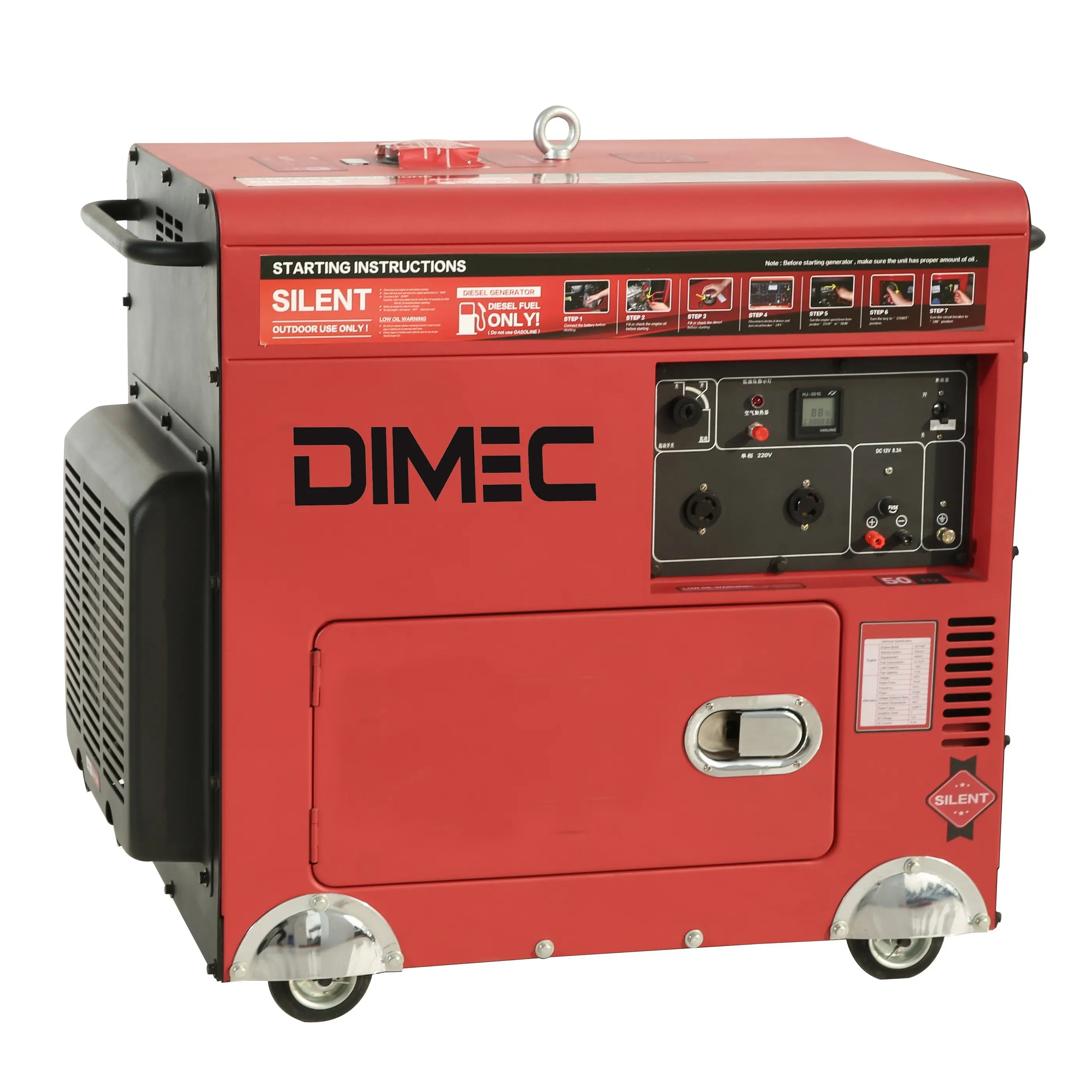 PME8300SE nilai daya 6.6KW portabel kualitas tinggi mesin super kedap suara kecil PME195FE diesel genset generator