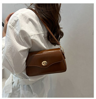 Sac à main bandoulière mini pour femme, style vintage de luxe au design classique, en PU effet cuir huilé, avec rabat ondulé et fermoir torsadé
