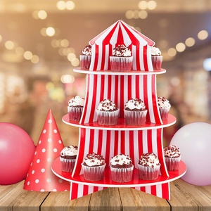 <span class=keywords><strong>Torre</strong></span> de soporte para cupcakes de cartón resistente plateado de 3 niveles para boda, fiesta de año nuevo - Product Image 5