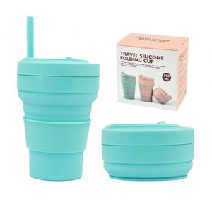 Promotion Foldable <b>Bottle</b> Portable 350ml Sport Silicone <b>Collapsible</b> <b>Water</b> <b>Bottle</b> with Straw - Product Image 1