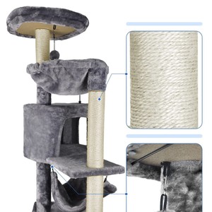 <b>Cat</b> <b>Tree</b> 4 Levels 100cm Gray With <b>Scratching</b> Posts And Bed For <b>Cats</b> - Product Image 2