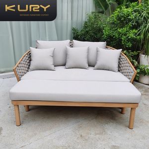Chaises longues d'extérieur, mobilier de piscine, lit de repos <span class=keywords><strong>en</strong></span> aluminium, mobilier de patio, chaise longue <span class=keywords><strong>en</strong></span> corde, lit de repos <span class=keywords><strong>en</strong></span> métal, mobilier d'extérieur, <span class=keywords><strong>transat</strong></span> - Product Image 2