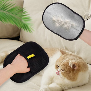 Gant anti-poils pour animaux de compagnie Mjy, éliminateur de peluches statiques, maille noire avec étiquette jaune pour le nettoyage des poils de chat et de chien - Product Image 4
