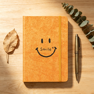 Cuaderno Vintage con Estampado de Sonrisa Naranja, Diario de Tapa Dura con Banda Elástica para Escribir y Planificar - Product Image 6