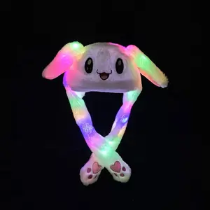 Bunny Hut mit Air Pumpen Moving Ohren Plüsch Schöne Weiche Nette Kaninchen Animierte Kappe Lustige Tier Hüte LED Licht