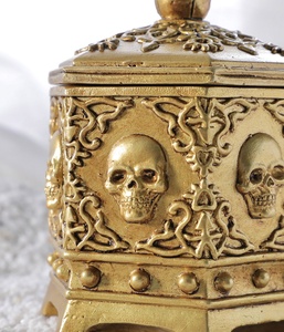 Porte-cartes de visite Hibou Halloween en résine dorée antique, boîte décorative pour la maison et le bureau, peinte à la main, artisanale, idée cadeau artistique - Product Image 1