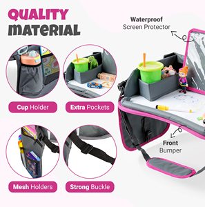 Muestra gratis promotionHot Kids Printing Board Multi Function Car Seat Table con bolsas Pocket Car Seat Table Kids Travel Tray - Product Image 6