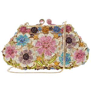 レディダイヤモンド財布女性ラインストーンブーケイブニングクリスタルプロムフラワーハンドバッグブライダルウェディングパーティークラッチディナーバッグ - Product Image 4