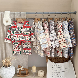 Vêtements de maison pour enfants, nouvelle collection d'automne, cardigan pour garçons et filles, pyjamas à manches longues, pantalons longs, velours thermique - Product Image 1