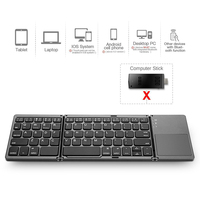 B033 Mini Folding 2.4Ghz Wireless Ergonomic Scissor Switch Keyboard USB-C Rechargeable Plastic Touch Pad Laptop Tablet Mobile
