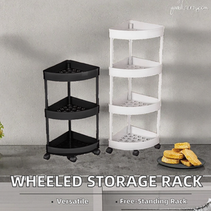 5-lagiger Kunststoff-Rollwagen mit mehreren Ebenen Eck regal für Badezimmer Wohnzimmer Rollende Snack körbe - Product Image 2