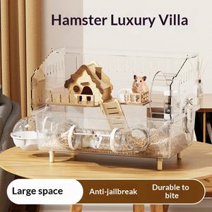 Villa de luxe pour <span class=keywords><strong>hamster</strong></span>, mesures anti-évasion et anti-morsure, <span class=keywords><strong>cage</strong></span> à <span class=keywords><strong>hamster</strong></span> grande, transparente, en acrylique et en bois - Product Image 1