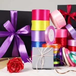 Wholesale Ribbons Eternal Flowers <b>Cake</b> Gift <b>Box</b> Decor Double Sided Satin Ribbon Custom Logo Size Colorful Satin Ribbons - Product Image 2