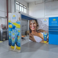 Stand lumineux SEG 10x10 pieds avec logo personnalisé, stand lumineux portable en aluminium pour salon professionnel, exposition, événement, affichage de marque