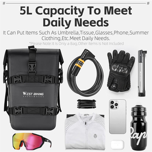 Sac de vélo portable WEST BIKING, capacité 5L, pour moto, en tissu imperméable, réfléchissant, avec bandoulière - Product Image 2