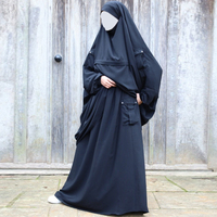 Robe de maternité islamique modeste 2 pièces pour jilbab noir fermeture éclair d'allaitement en polyester pour les musulmans