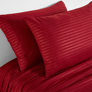 Haute qualité 100% rouge coton drap <span class=keywords><strong>de</strong></span> <span class=keywords><strong>lit</strong></span> couverture et taie d'oreiller ensemble lin teint uni pour hôtel ou maison drap plat <span class=keywords><strong>jetable</strong></span> - Product Image 4