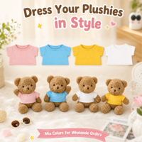 Vêtements en gros pour poupées en peluche, T-shirts vierges pour ours en peluche, personnalisables avec logo, pour peluches de 16 pouces, rose, jaune, bleu, blanc, cadeau de fête