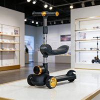 Trottinette en plastique pour enfants, trois roues, pliable, hauteur réglable, avec musique, jouet pour enfant
