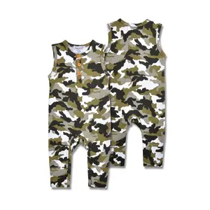 Solid Color Baby Sleeveless cotton Vest overall CAMO printing Clothes Baby Boys Girls Knitted Jumpsuit For Summer Romper