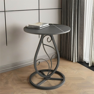 Modern <b>Round</b> Metal <b>Console</b> <b>Table</b> with Pedestal Base for Living Room Furniture - Product Image 5