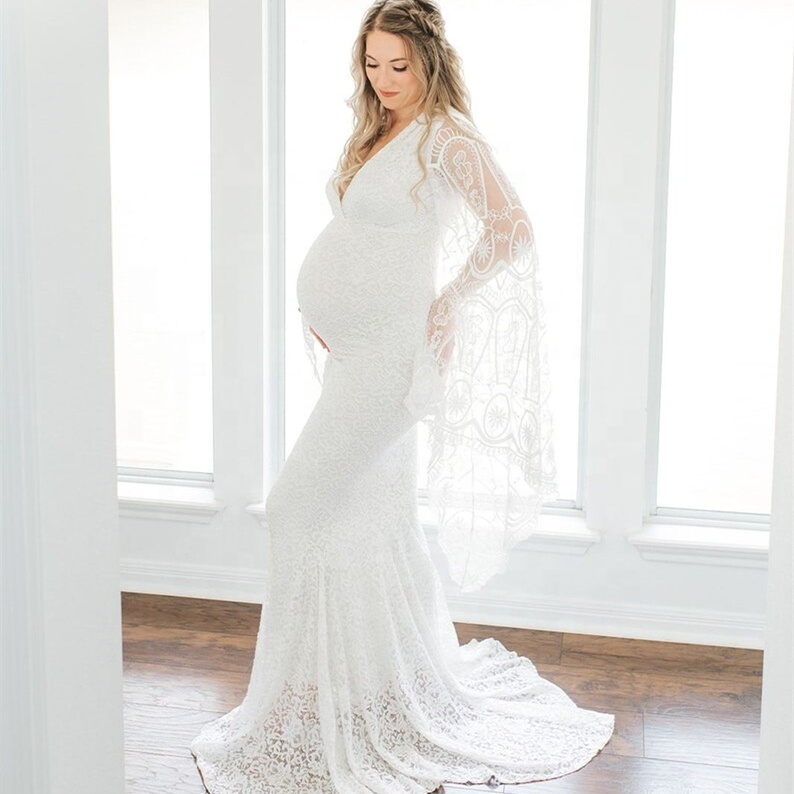Pregnant Mermaid Dress - Elegant Floor-Length Gown