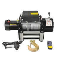 Treuil électrique 20000lbs 9090kg avec télécommande sans fil, treuil industriel robuste 12V/24V avec câble synthétique