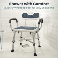 450lb avec accoudoirs rembourrés et chaise de douche arrière pour personnes âgées et handicapées hauteur réglable siège de douche Handicap chaise de salle de bain