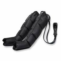 Bottes de massage à compression d'air à 4 chambres avec fermeture éclair intégrale, 4 modes d'intensité réglable et pompe 4L, noires